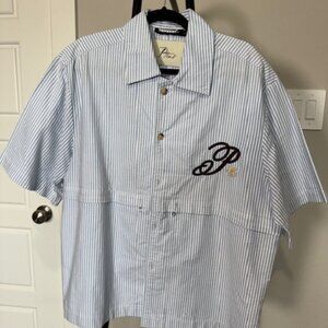 Pttrn Plaid Paris Striped Short-Sleeve Button-Up Shir